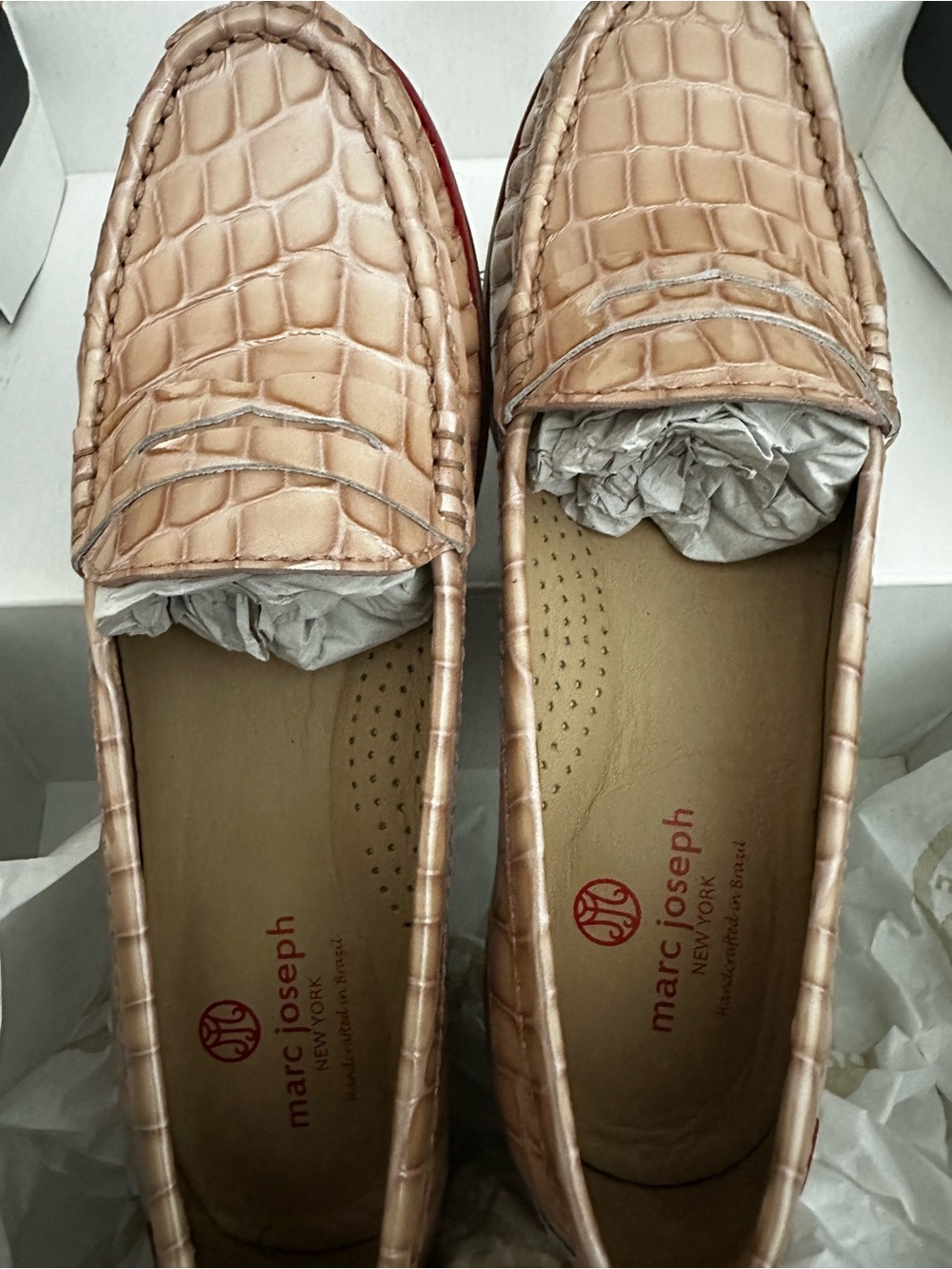 Marc Joseph East Village Loafers in Nude Croco Patent